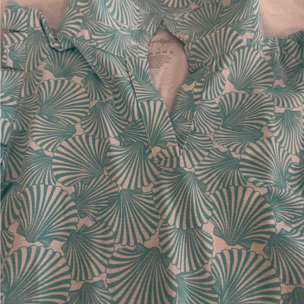 Gottex teal and White Shell-Print golf skort and top - Picture 5 of 6